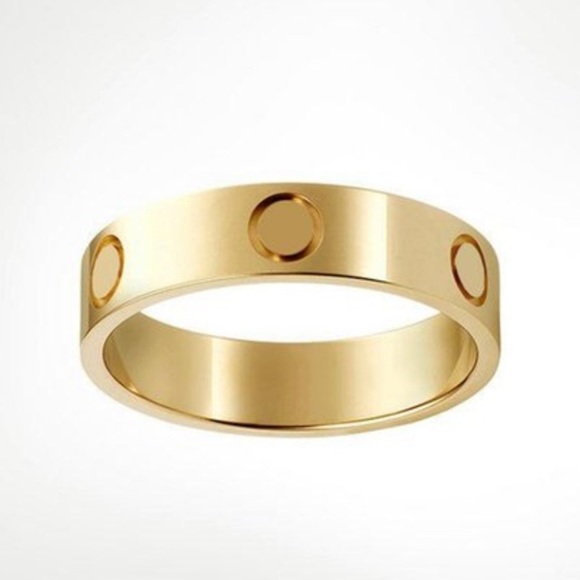 Love Ring Unisex Gold Titanium Alloy Fashion Luxe Jewelry Various Sizes - Picture 1 of 5